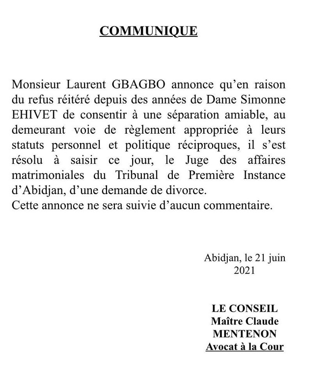 gbagbo_communique_demande_divorce